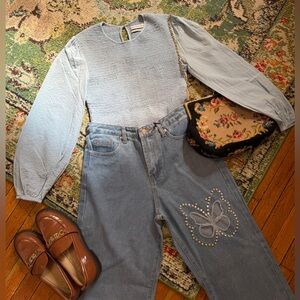 Urban Outfitters Sky Blue Textured Top